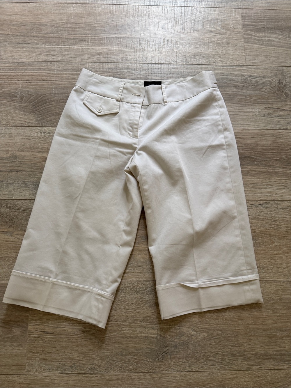 The Limited Cream Bermuda Shorts with Cuffed Hem